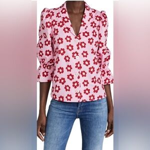 Kitri Floral Pink Button-Up Blouse